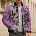 Australia Boronia Bomber Puffer Jacket Aussie Native Flowers Indigenous Art - Aussie Hoodie