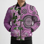 Australia Boronia Bomber Puffer Jacket Aussie Native Flowers Indigenous Art - Aussie Hoodie