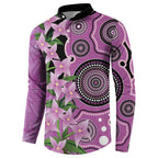 Australia Boronia Button Sweatshirt Aussie Native Flowers Indigenous Art - Aussie Hoodie