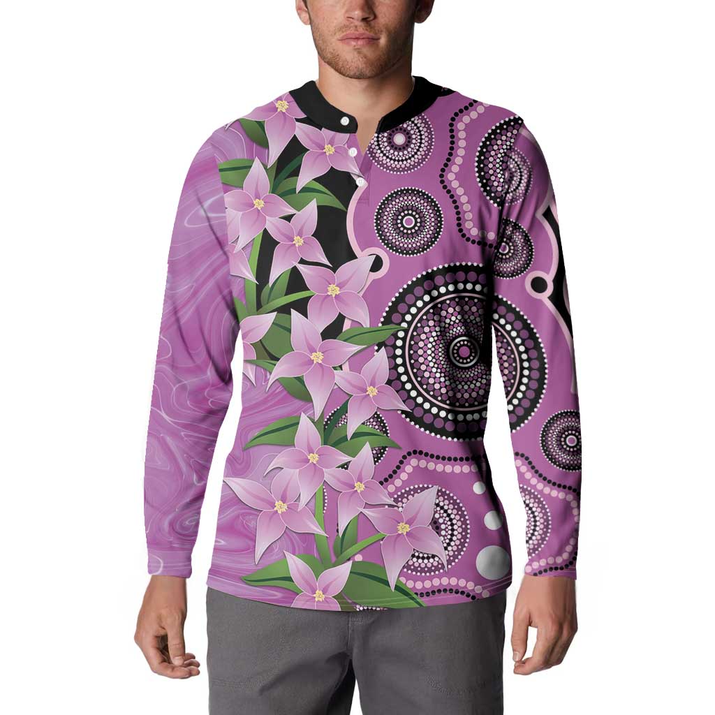 Australia Boronia Button Sweatshirt Aussie Native Flowers Indigenous Art - Aussie Hoodie