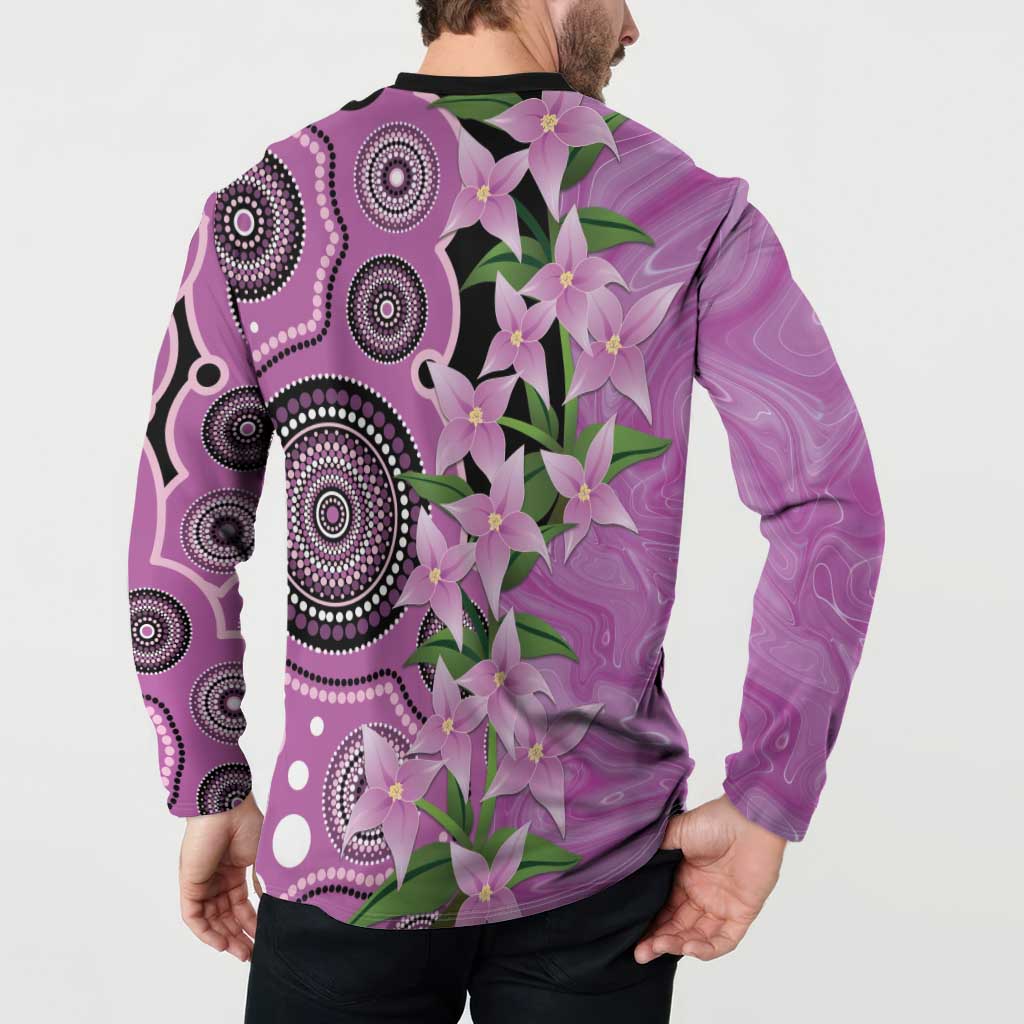 Australia Boronia Button Sweatshirt Aussie Native Flowers Indigenous Art - Aussie Hoodie