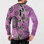 Australia Boronia Button Sweatshirt Aussie Native Flowers Indigenous Art - Aussie Hoodie