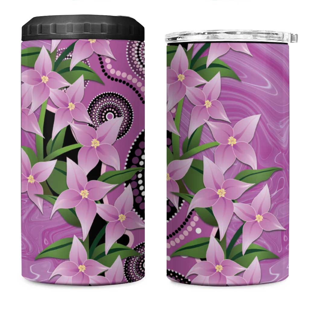 Australia Boronia 4 in 1 Can Cooler Tumbler Aussie Native Flowers Indigenous Art - Aussie Hoodie