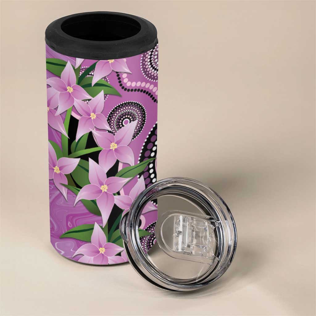 Australia Boronia 4 in 1 Can Cooler Tumbler Aussie Native Flowers Indigenous Art - Aussie Hoodie