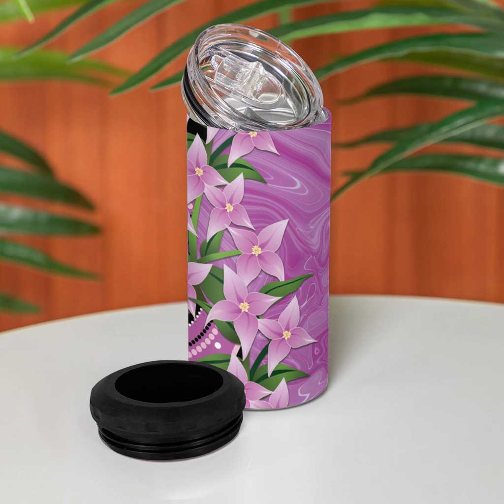 Australia Boronia 4 in 1 Can Cooler Tumbler Aussie Native Flowers Indigenous Art - Aussie Hoodie