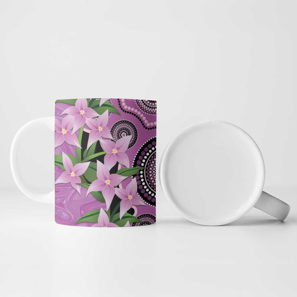 Australia Boronia Ceramic Mug Aussie Native Flowers Indigenous Art - Aussie Hoodie