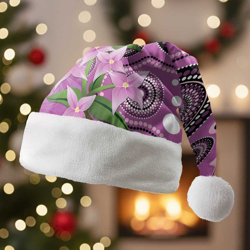 Australia Boronia Christmas Santa Hat Aussie Native Flowers Indigenous Art - Aussie Hoodie