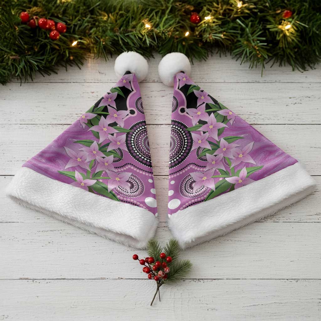 Australia Boronia Christmas Santa Hat Aussie Native Flowers Indigenous Art - Aussie Hoodie