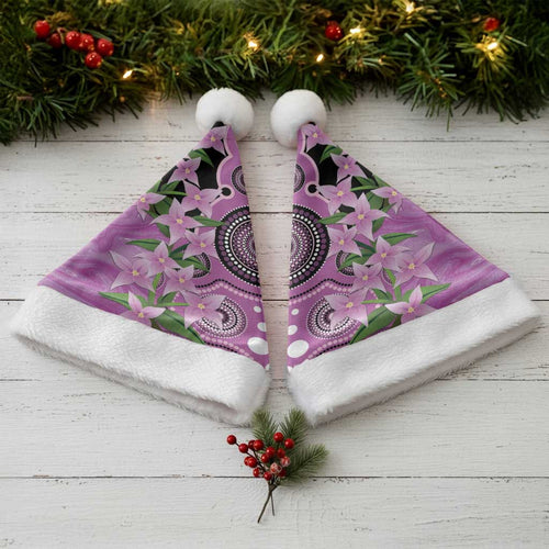 Australia Boronia Christmas Santa Hat Aussie Native Flowers Indigenous Art - Aussie Hoodie