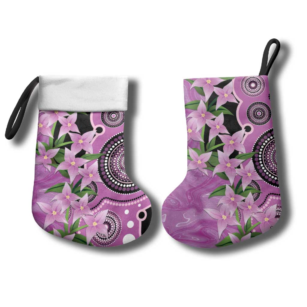 Australia Boronia Christmas Stocking Aussie Native Flowers Indigenous Art - Aussie Hoodie