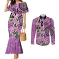 Australia Boronia Couples Matching Mermaid Dress and Long Sleeve Button Shirt Aussie Native Flowers Indigenous Art - Aussie Hoodie