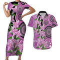 Australia Boronia Couples Matching Short Sleeve Bodycon Dress and Hawaiian Shirt Aussie Native Flowers Indigenous Art - Aussie Hoodie