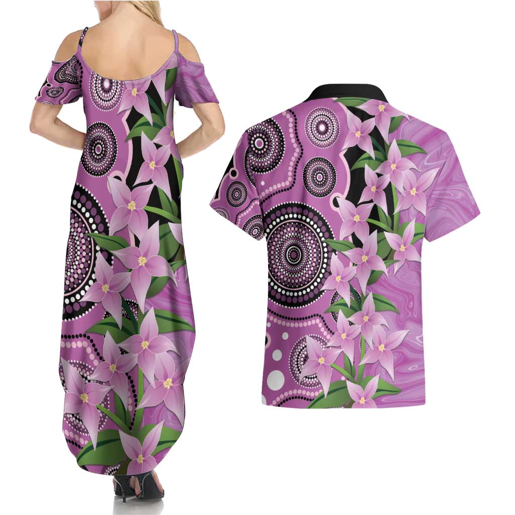 Australia Boronia Couples Matching Summer Maxi Dress and Hawaiian Shirt Aussie Native Flowers Indigenous Art - Aussie Hoodie