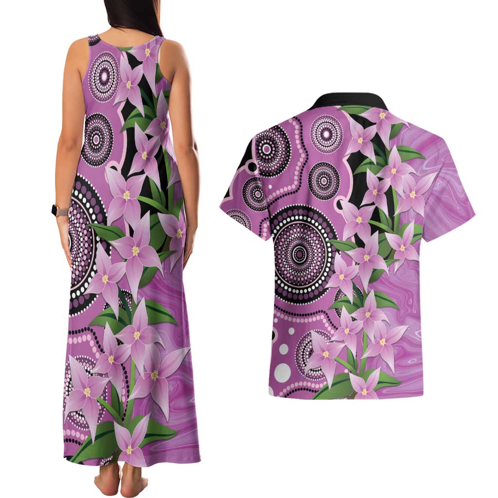 Australia Boronia Couples Matching Tank Maxi Dress and Hawaiian Shirt Aussie Native Flowers Indigenous Art - Aussie Hoodie