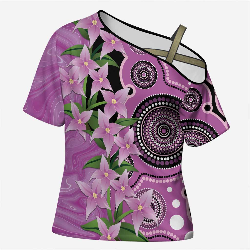 Australia Boronia Cross Shoulder Shirt Aussie Native Flowers Indigenous Art - Aussie Hoodie