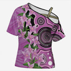 Australia Boronia Cross Shoulder Shirt Aussie Native Flowers Indigenous Art - Aussie Hoodie