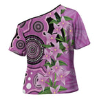 Australia Boronia Cross Shoulder Shirt Aussie Native Flowers Indigenous Art - Aussie Hoodie