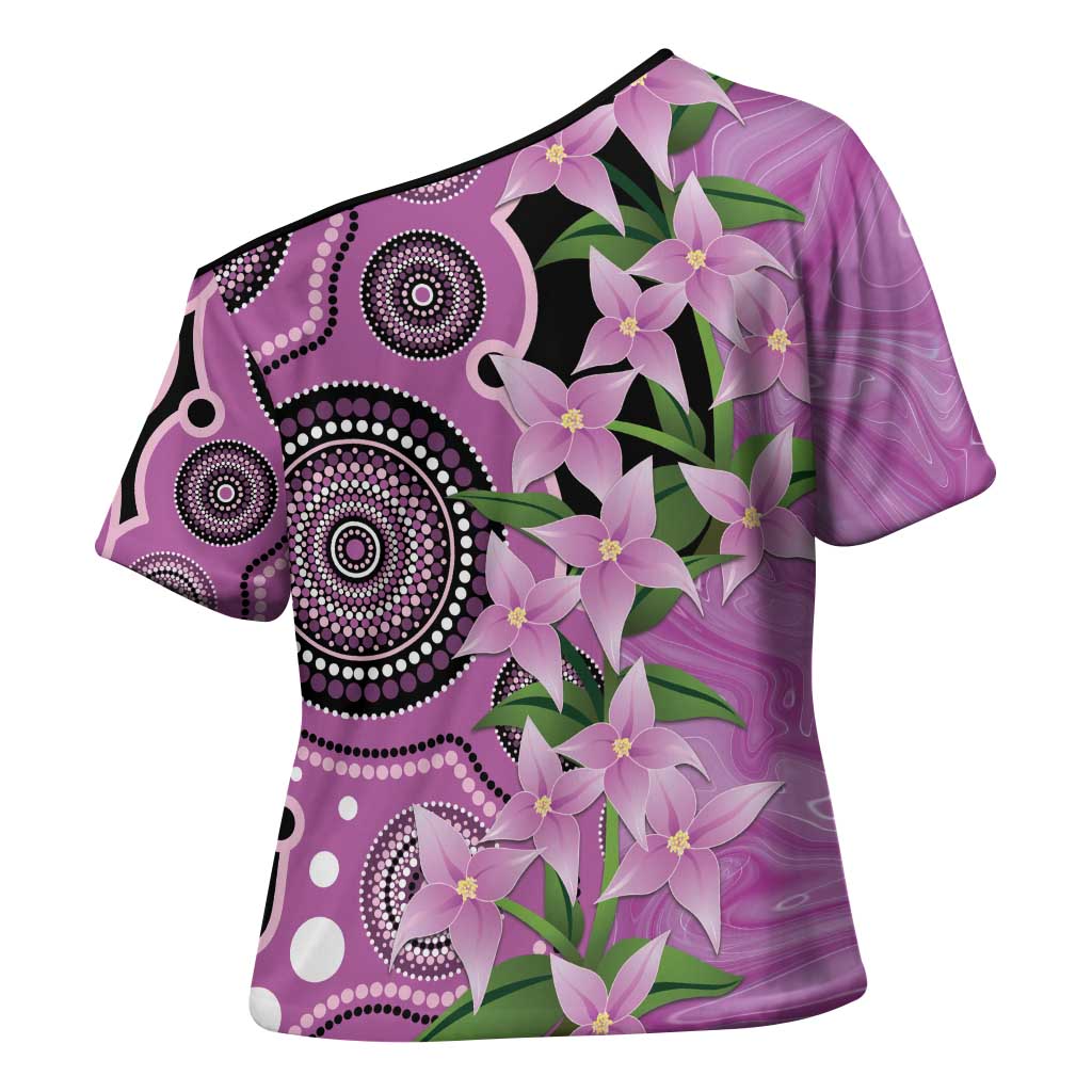 Australia Boronia Cross Shoulder Shirt Aussie Native Flowers Indigenous Art - Aussie Hoodie
