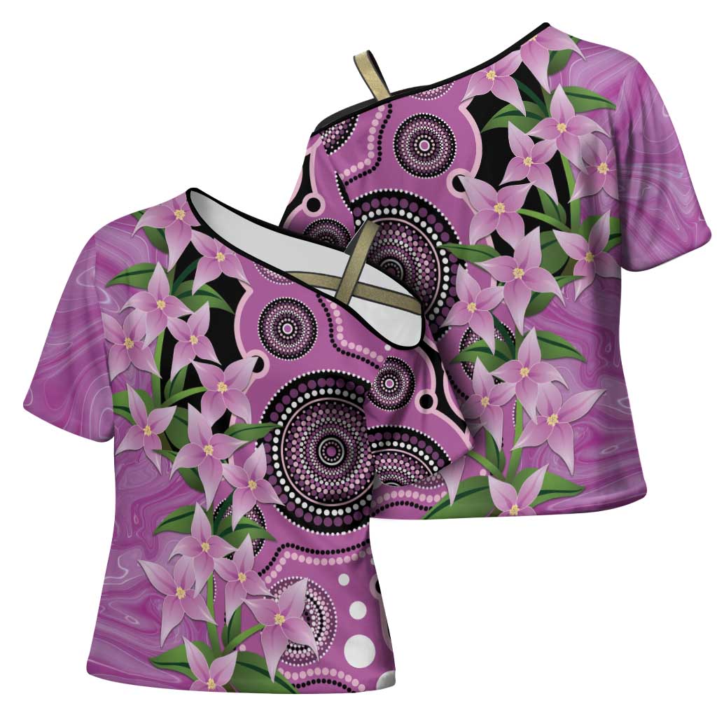 Australia Boronia Cross Shoulder Shirt Aussie Native Flowers Indigenous Art - Aussie Hoodie