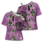 Australia Boronia Cross Shoulder Shirt Aussie Native Flowers Indigenous Art - Aussie Hoodie