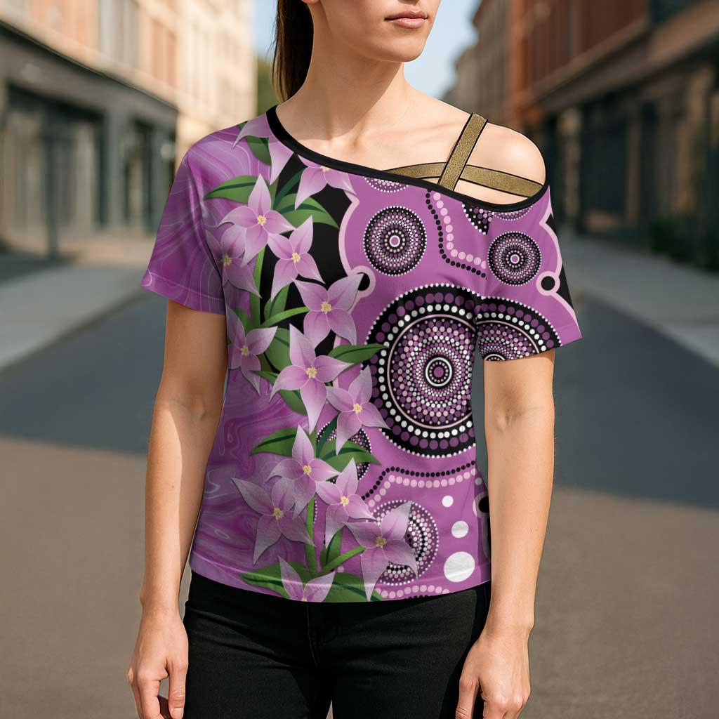 Australia Boronia Cross Shoulder Shirt Aussie Native Flowers Indigenous Art - Aussie Hoodie