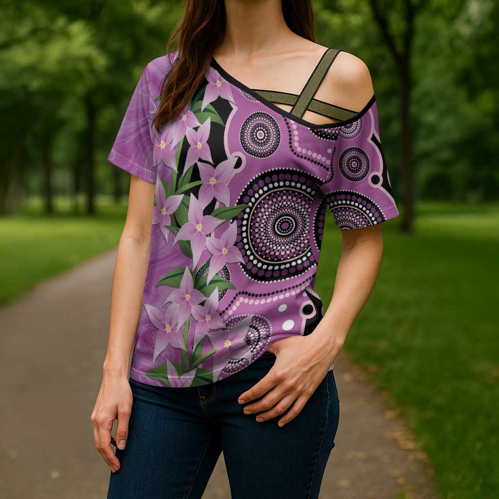 Australia Boronia Cross Shoulder Shirt Aussie Native Flowers Indigenous Art - Aussie Hoodie