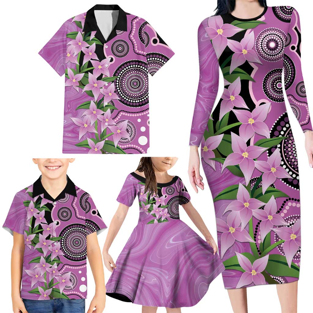 Australia Boronia Family Matching Long Sleeve Bodycon Dress and Hawaiian Shirt Aussie Native Flowers Indigenous Art - Aussie Hoodie