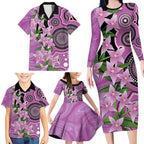 Australia Boronia Family Matching Long Sleeve Bodycon Dress and Hawaiian Shirt Aussie Native Flowers Indigenous Art - Aussie Hoodie