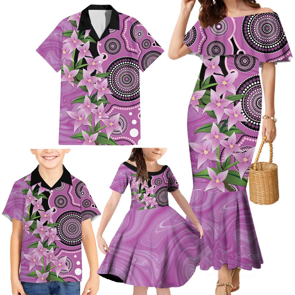 Australia Boronia Family Matching Mermaid Dress and Hawaiian Shirt Aussie Native Flowers Indigenous Art - Aussie Hoodie