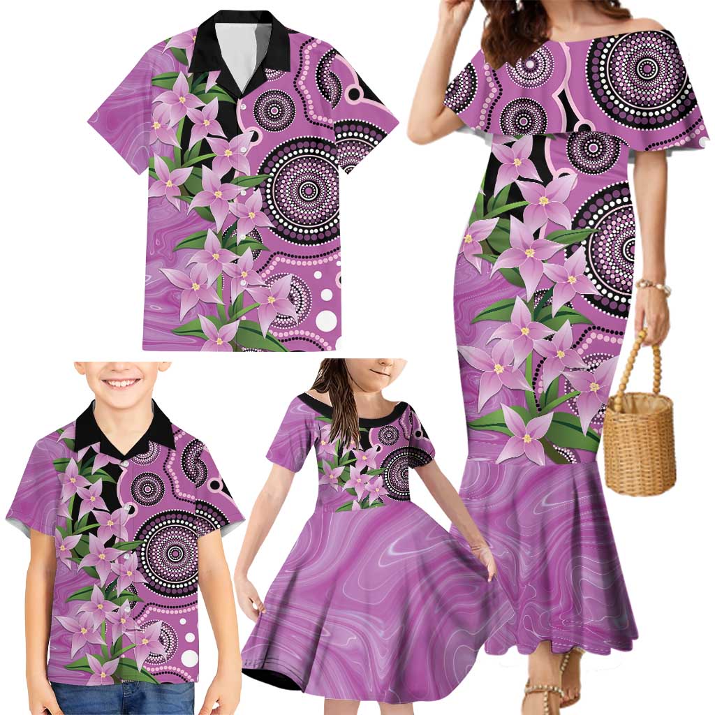 Australia Boronia Family Matching Mermaid Dress and Hawaiian Shirt Aussie Native Flowers Indigenous Art - Aussie Hoodie