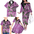 Australia Boronia Family Matching Off The Shoulder Long Sleeve Dress and Hawaiian Shirt Aussie Native Flowers Indigenous Art - Aussie Hoodie