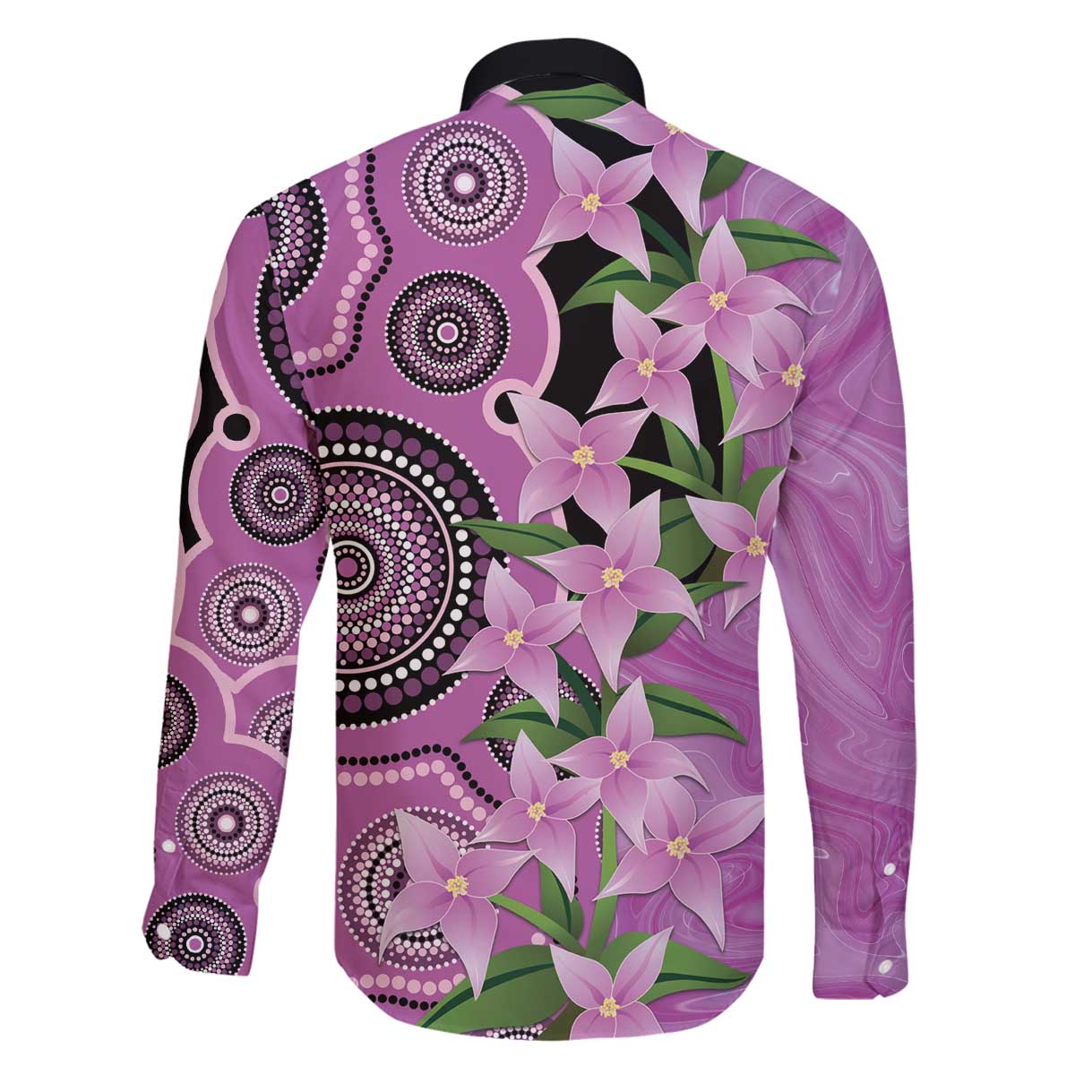 Australia Boronia Family Matching Off The Shoulder Long Sleeve Dress and Hawaiian Shirt Aussie Native Flowers Indigenous Art - Aussie Hoodie