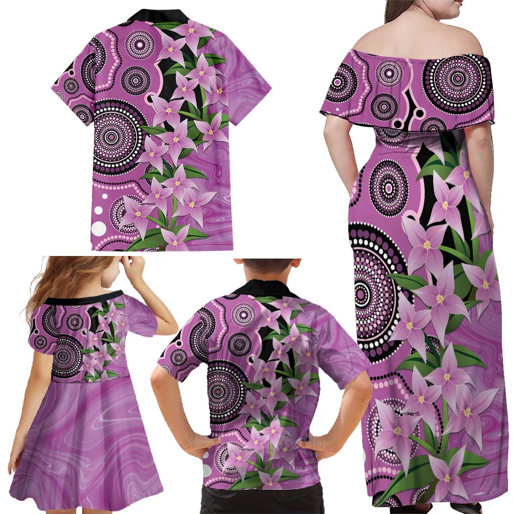 Australia Boronia Family Matching Off Shoulder Maxi Dress and Hawaiian Shirt Aussie Native Flowers Indigenous Art - Aussie Hoodie