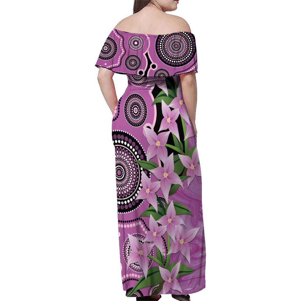Australia Boronia Family Matching Off Shoulder Maxi Dress and Hawaiian Shirt Aussie Native Flowers Indigenous Art - Aussie Hoodie