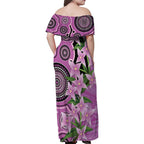 Australia Boronia Family Matching Off Shoulder Maxi Dress and Hawaiian Shirt Aussie Native Flowers Indigenous Art - Aussie Hoodie