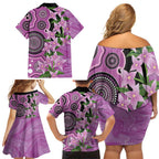 Australia Boronia Family Matching Off Shoulder Short Dress and Hawaiian Shirt Aussie Native Flowers Indigenous Art - Aussie Hoodie