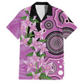Australia Boronia Family Matching Off Shoulder Short Dress and Hawaiian Shirt Aussie Native Flowers Indigenous Art - Aussie Hoodie