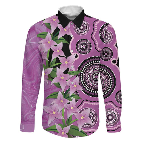 Australia Boronia Family Matching Off Shoulder Short Dress and Hawaiian Shirt Aussie Native Flowers Indigenous Art - Aussie Hoodie