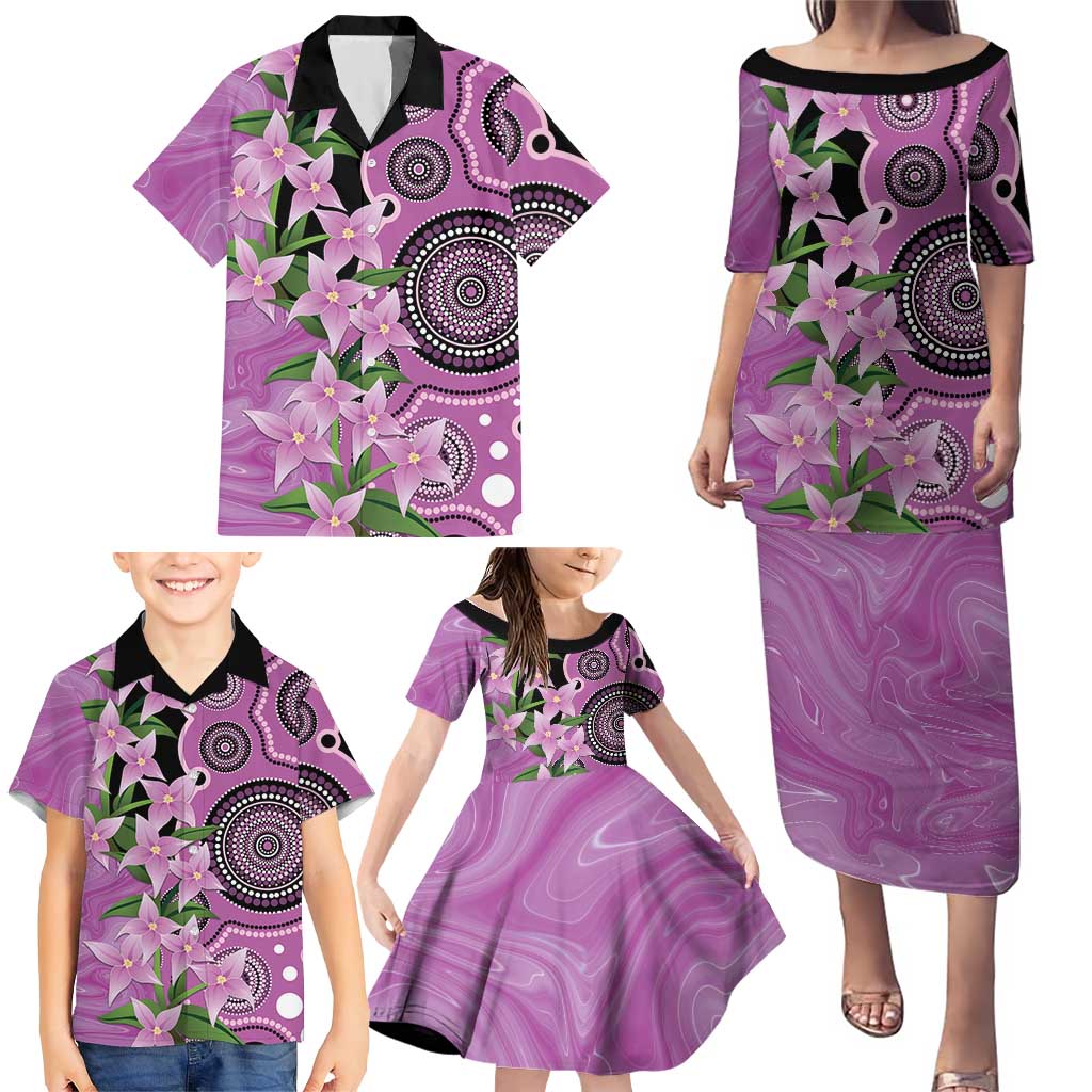 Australia Boronia Family Matching Puletasi and Hawaiian Shirt Aussie Native Flowers Indigenous Art - Aussie Hoodie