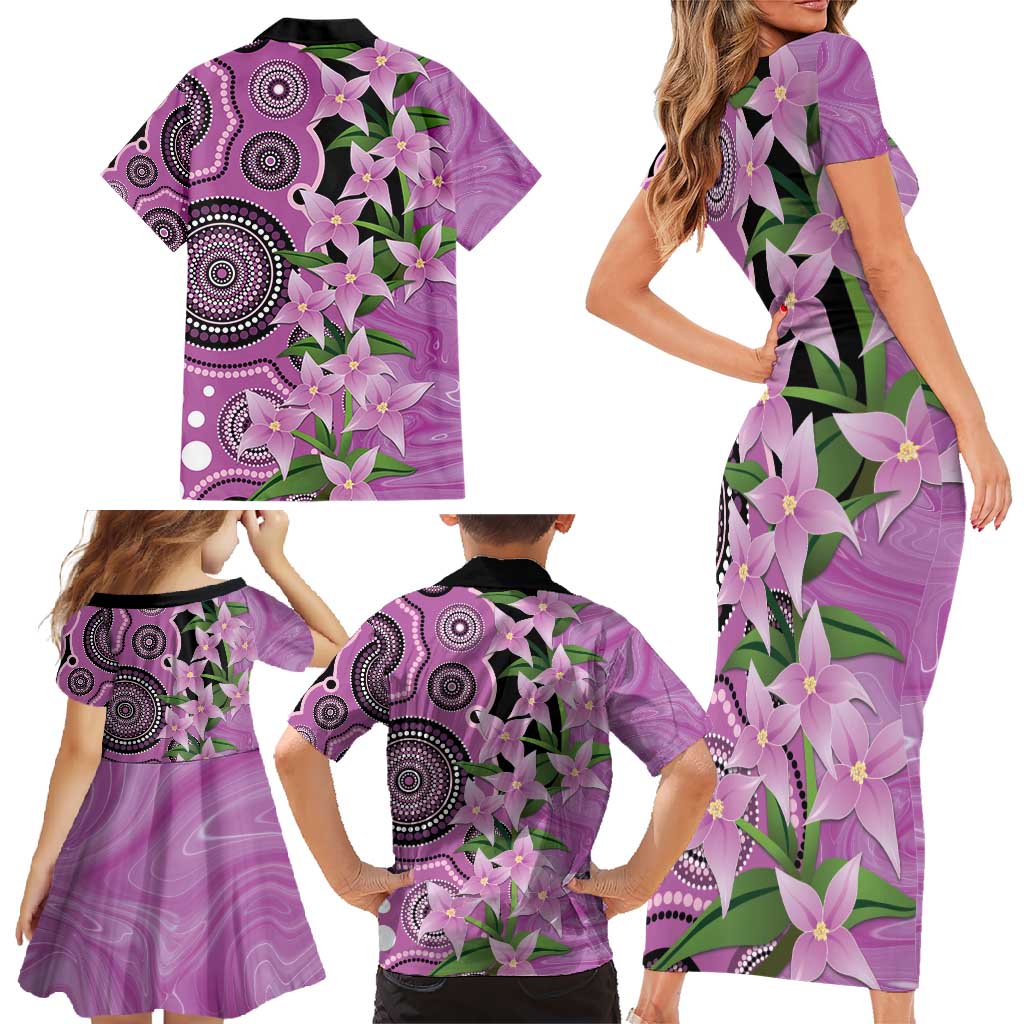 Australia Boronia Family Matching Short Sleeve Bodycon Dress and Hawaiian Shirt Aussie Native Flowers Indigenous Art - Aussie Hoodie