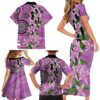 Australia Boronia Family Matching Short Sleeve Bodycon Dress and Hawaiian Shirt Aussie Native Flowers Indigenous Art - Aussie Hoodie