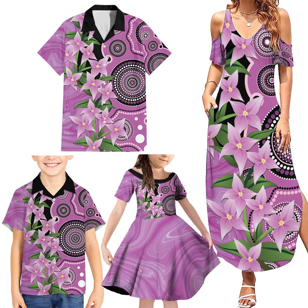 Australia Boronia Family Matching Summer Maxi Dress and Hawaiian Shirt Aussie Native Flowers Indigenous Art - Aussie Hoodie