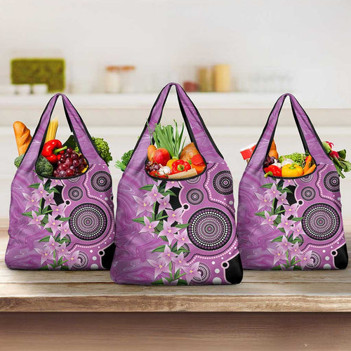 Australia Boronia Grocery Bag Aussie Native Flowers Indigenous Art - Aussie Hoodie