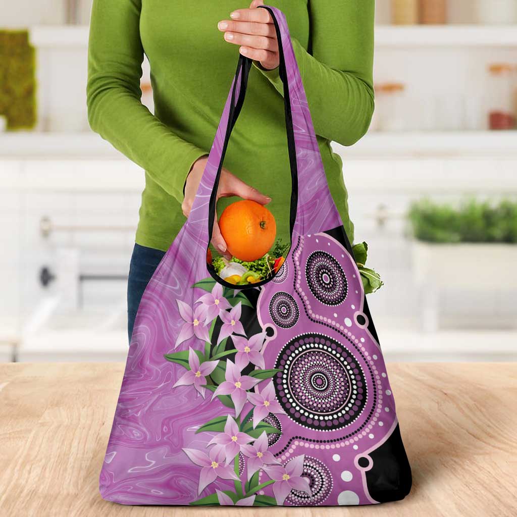 Australia Boronia Grocery Bag Aussie Native Flowers Indigenous Art - Aussie Hoodie