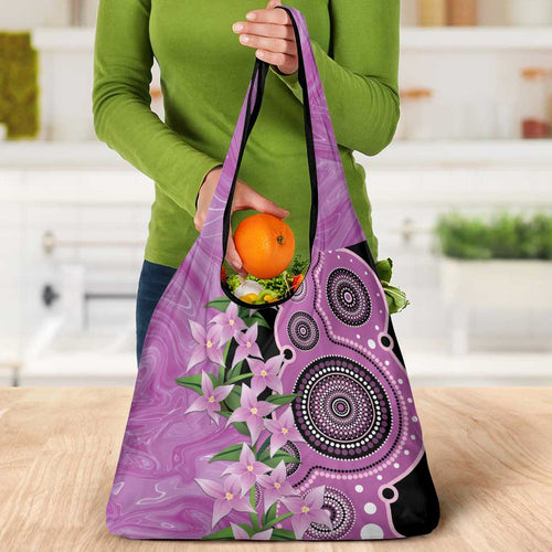 Australia Boronia Grocery Bag Aussie Native Flowers Indigenous Art - Aussie Hoodie