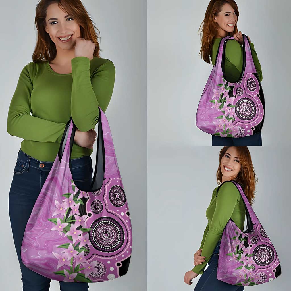 Australia Boronia Grocery Bag Aussie Native Flowers Indigenous Art - Aussie Hoodie