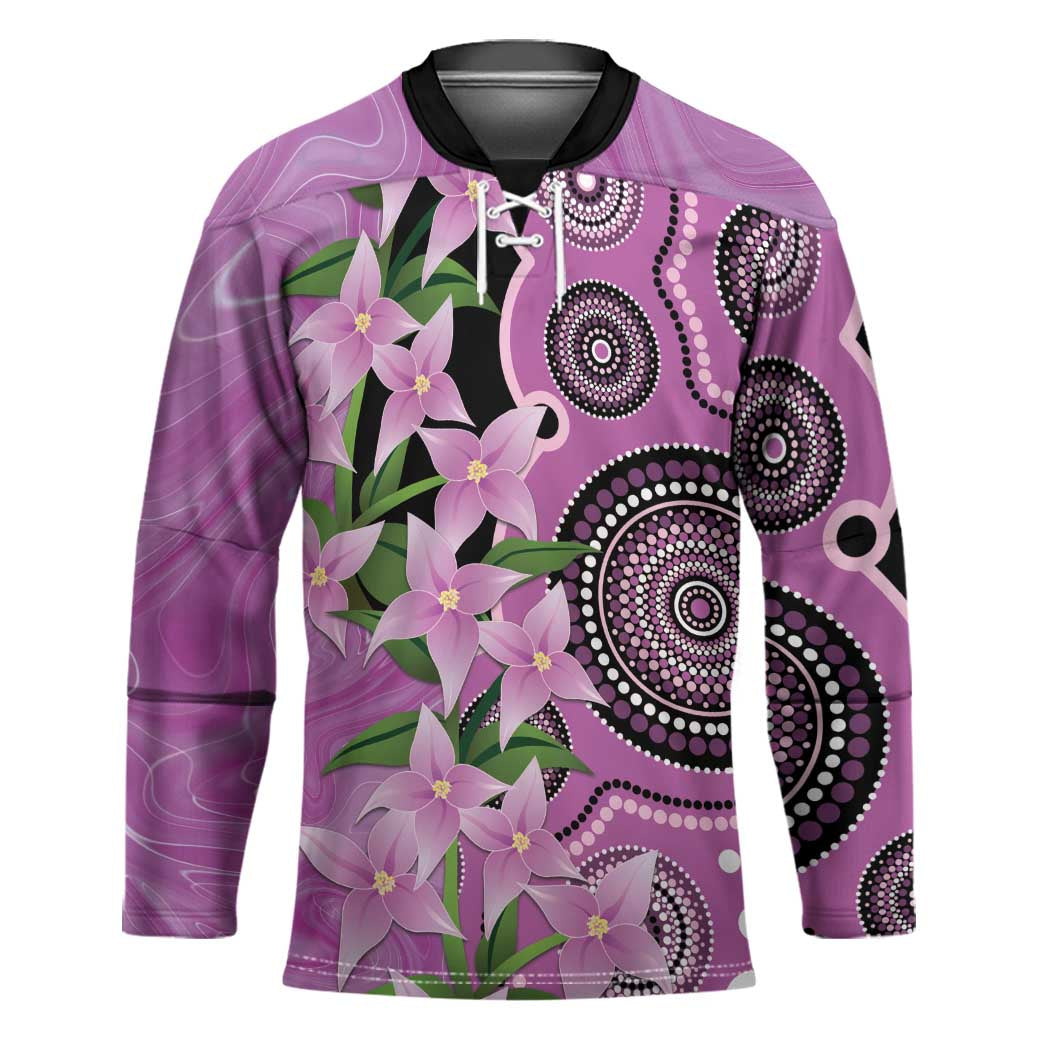 Australia Boronia Hockey Jersey Aussie Native Flowers Indigenous Art - Aussie Hoodie
