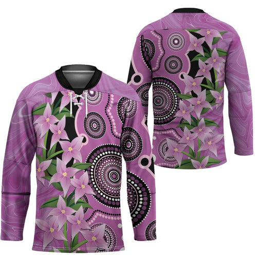Australia Boronia Hockey Jersey Aussie Native Flowers Indigenous Art - Aussie Hoodie