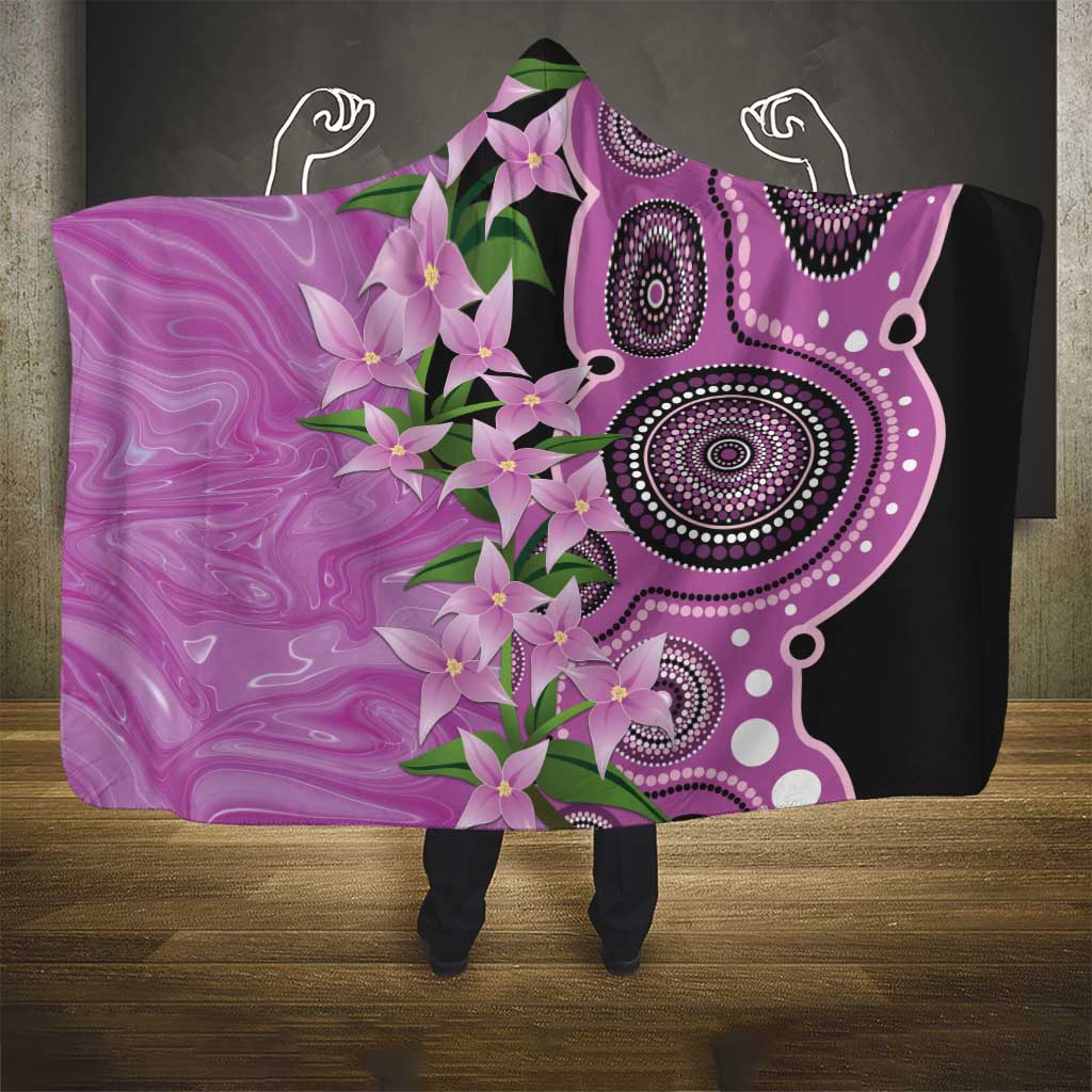 Australia Boronia Hooded Blanket Aussie Native Flowers Indigenous Art - Aussie Hoodie