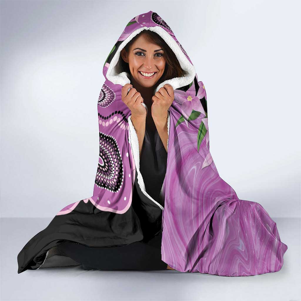 Australia Boronia Hooded Blanket Aussie Native Flowers Indigenous Art - Aussie Hoodie